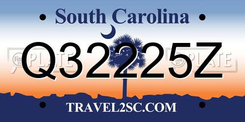 Q32225Z South Carolina License Plate