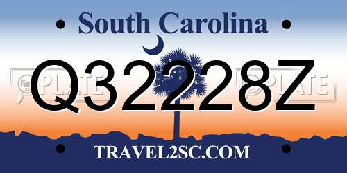 Q32228Z South Carolina License Plate