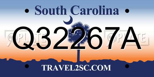 Q32267A South Carolina License Plate