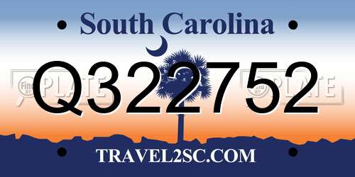 Q322752 South Carolina License Plate