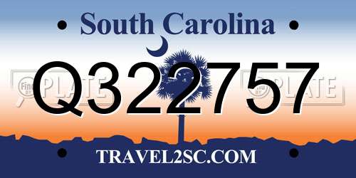 Q322757 South Carolina License Plate