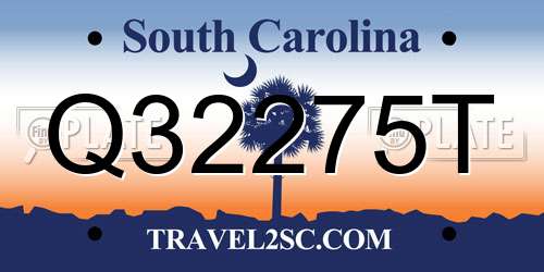 Q32275T South Carolina License Plate