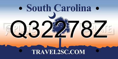 Q32278Z South Carolina License Plate