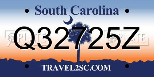 Q32725Z South Carolina License Plate