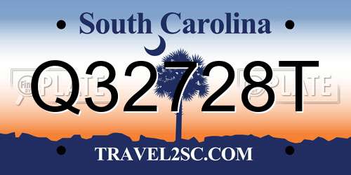 Q32728T South Carolina License Plate