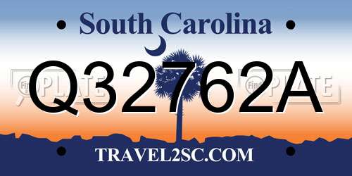 Q32762A South Carolina License Plate