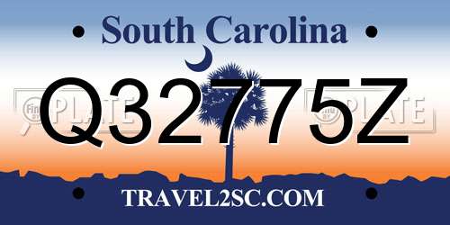 Q32775Z South Carolina License Plate