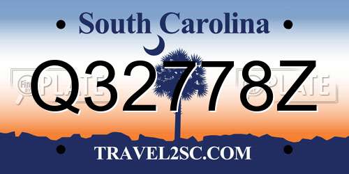 Q32778Z South Carolina License Plate