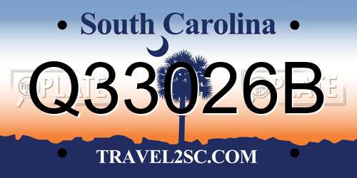 Q33026B South Carolina License Plate