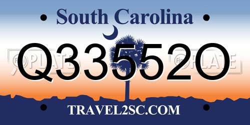 Q33552O South Carolina License Plate