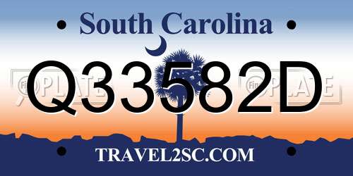 Q33582D South Carolina License Plate