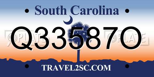 Q33587O South Carolina License Plate