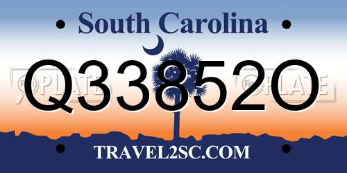 Q33852O South Carolina License Plate