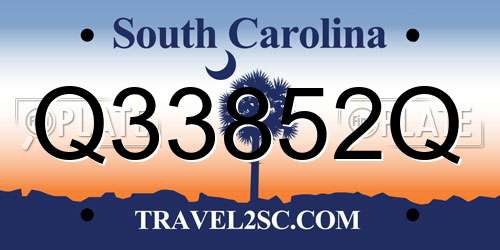 Q33852Q South Carolina License Plate