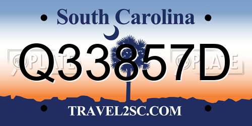 Q33857D South Carolina License Plate