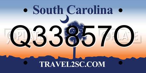 Q33857O South Carolina License Plate