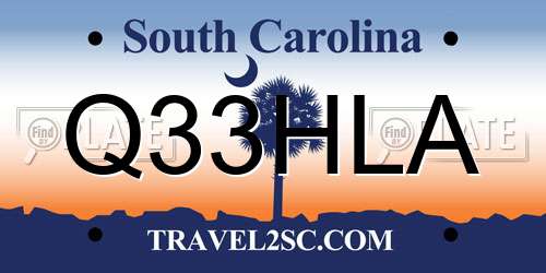 Q33HLA South Carolina License Plate