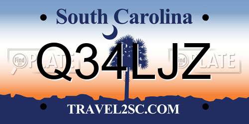 Q34LJZ South Carolina License Plate