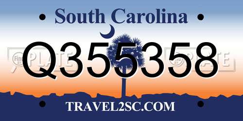 Q355358 South Carolina License Plate