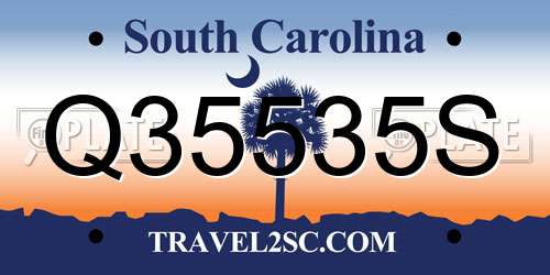 Q35535S South Carolina License Plate