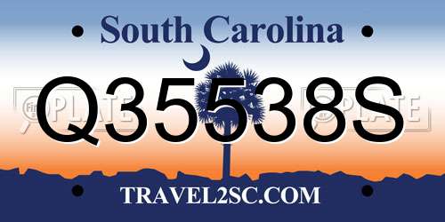 Q35538S South Carolina License Plate
