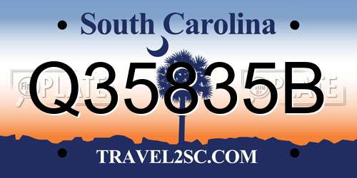 Q35835B South Carolina License Plate