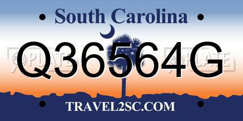 Q36564G South Carolina License Plate