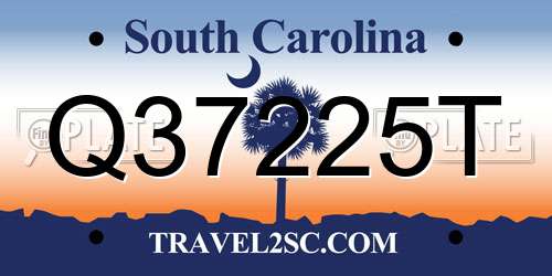 Q37225T South Carolina License Plate