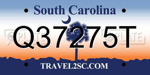 Q37275T South Carolina License Plate