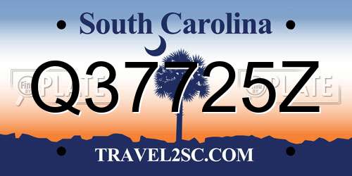 Q37725Z South Carolina License Plate
