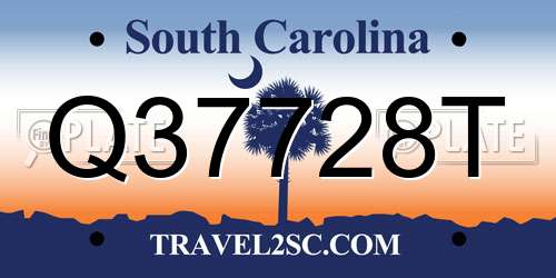 Q37728T South Carolina License Plate