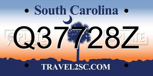 Q37728Z South Carolina License Plate