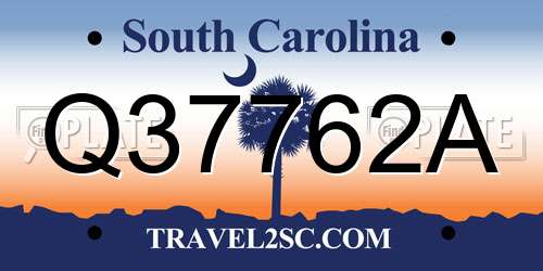 Q37762A South Carolina License Plate