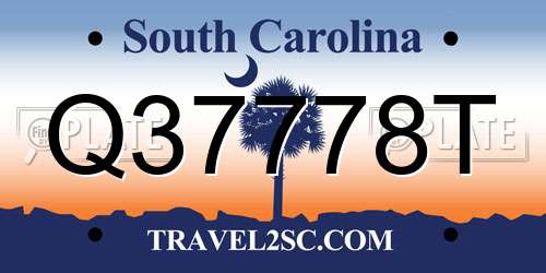 Q37778T South Carolina License Plate