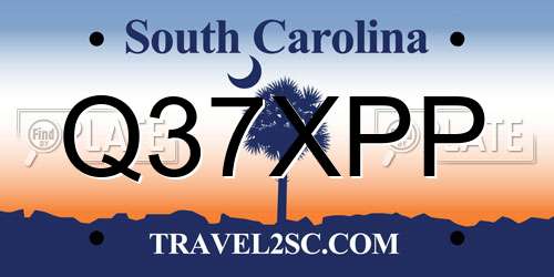 Q37XPP South Carolina License Plate