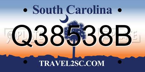 Q38538B South Carolina License Plate