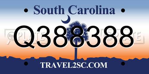 Q388388 South Carolina License Plate