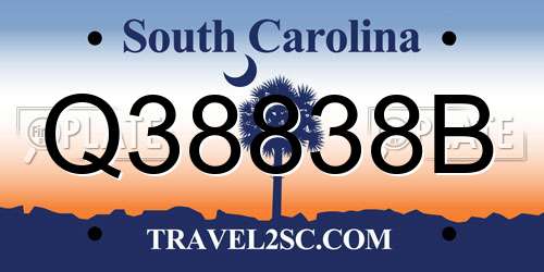 Q38838B South Carolina License Plate