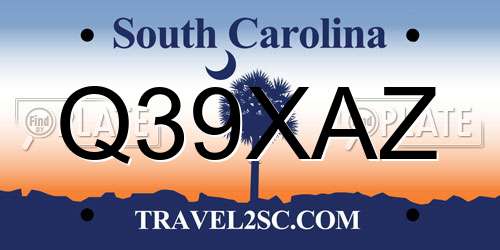 Q39XAZ South Carolina License Plate