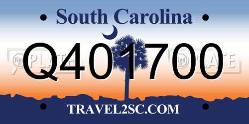 Q401700 South Carolina License Plate