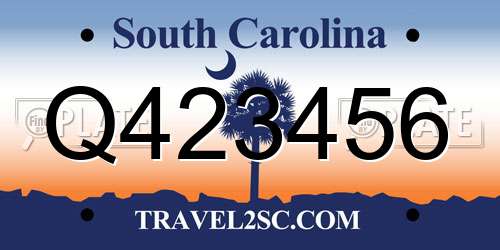 Q423456 South Carolina License Plate