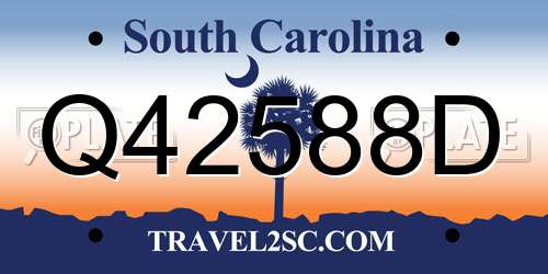 Q42588D South Carolina License Plate