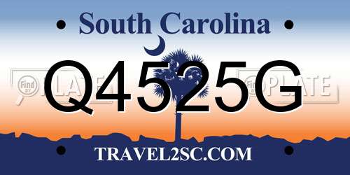 Q4525G South Carolina License Plate