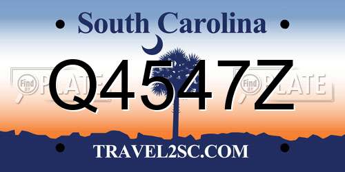 Q4547Z South Carolina License Plate