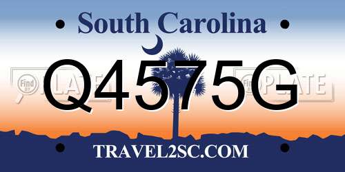 Q4575G South Carolina License Plate