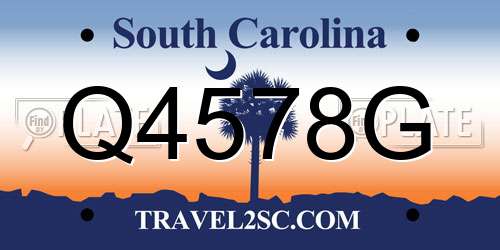 Q4578G South Carolina License Plate