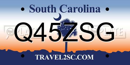 Q45ZSG South Carolina License Plate