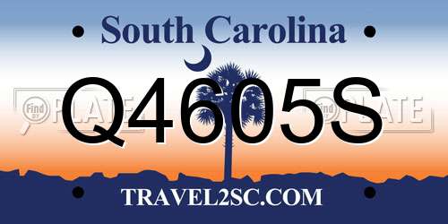 Q4605S South Carolina License Plate