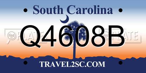 Q4608B South Carolina License Plate
