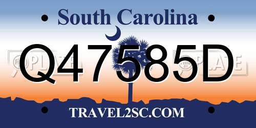 Q47585D South Carolina License Plate